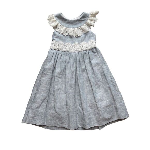 Bailey Boys Vintage Inspired Linen/Cotton Blend Dress With Delicate Lace Feature - Picture 2 of 12